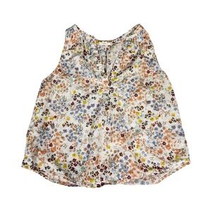a.n.a a new approach Womens Medium Floral V-Neck Sleeveless Ruffle Blouse Top
